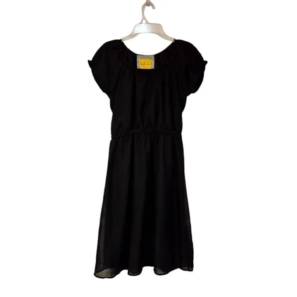 Bella Bird Women's Black Poly Short Sleeve Lined Madison Avenue Dress